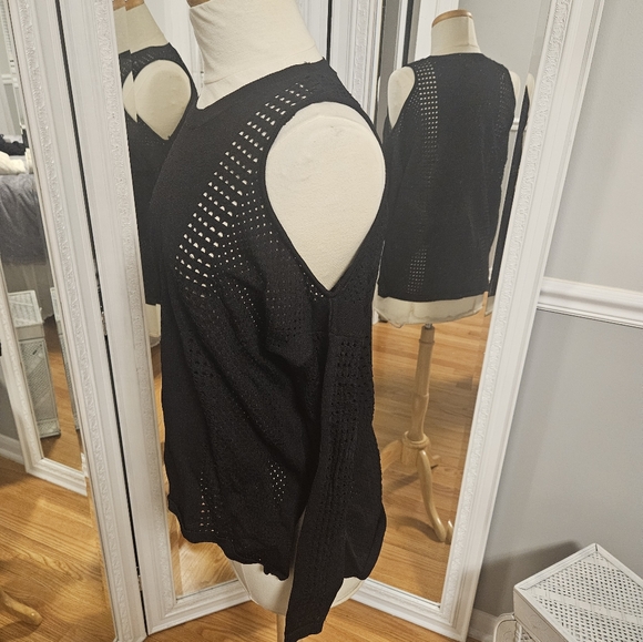 Topshop Cold Shoulder Black Sweater Blouse Size M - Picture 4 of 5